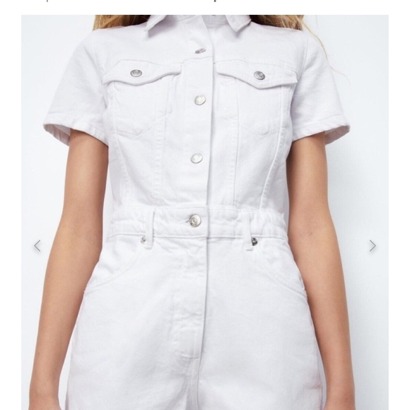 ZARA White Denim Playsuit Junpsuit Shorts. Size XS NWT - Picture 11 of 14